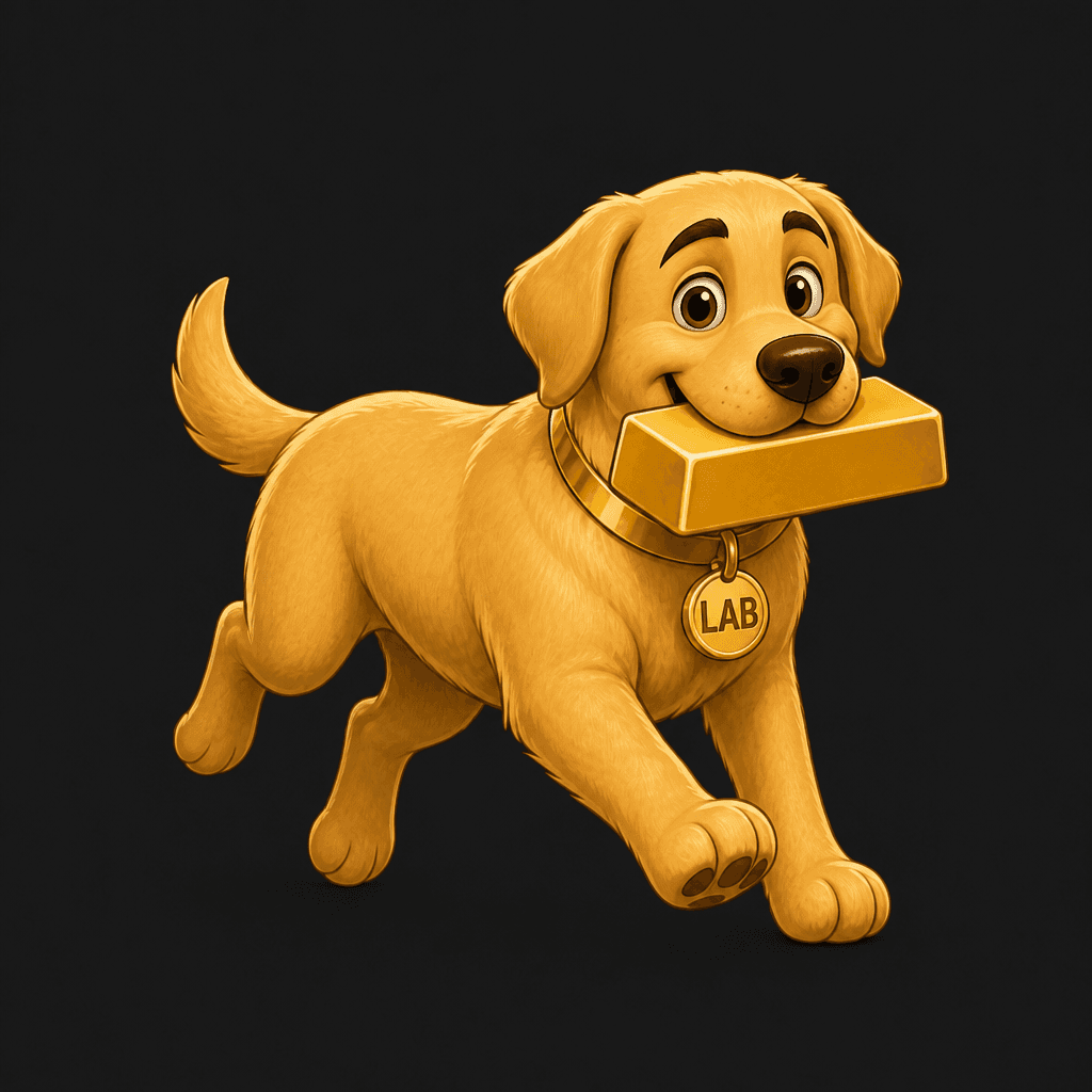 Golden Retriever mascot — Carrying Gold