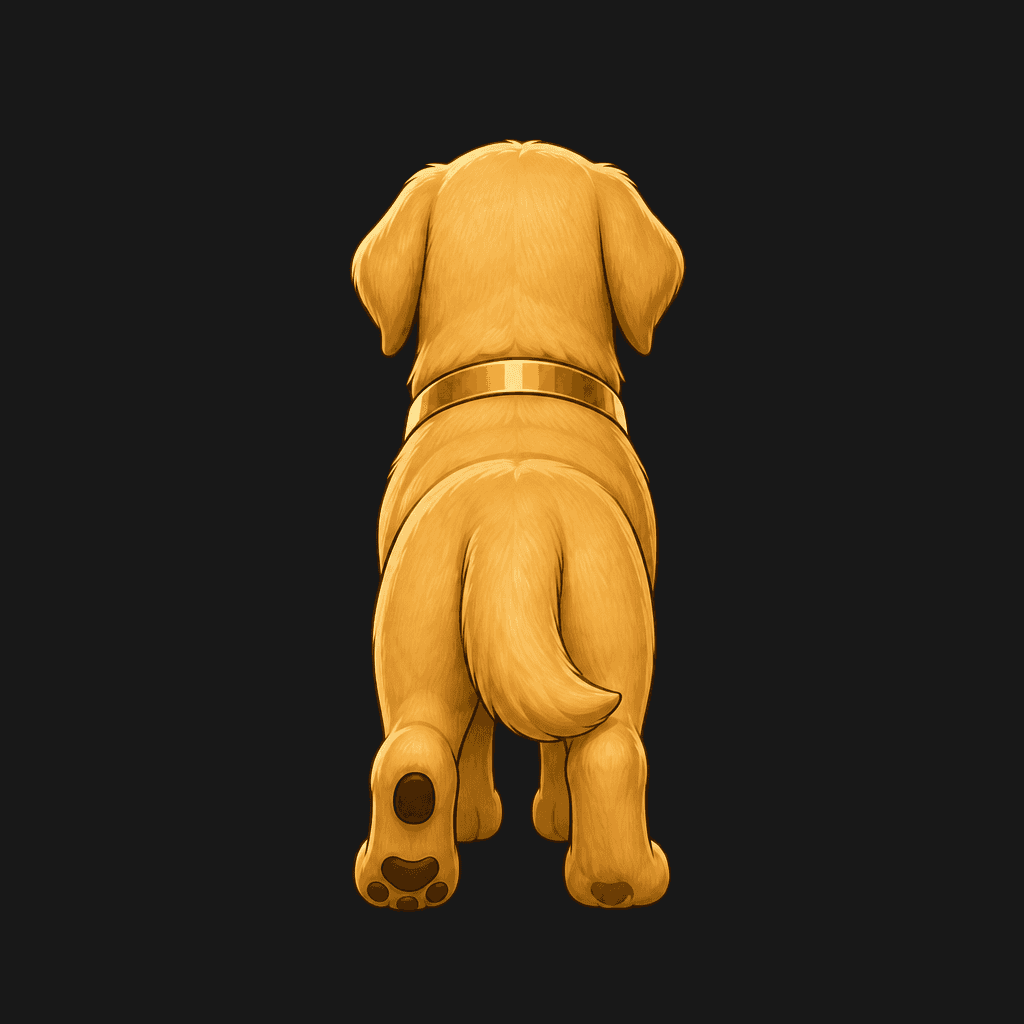 Golden Retriever mascot — Rear