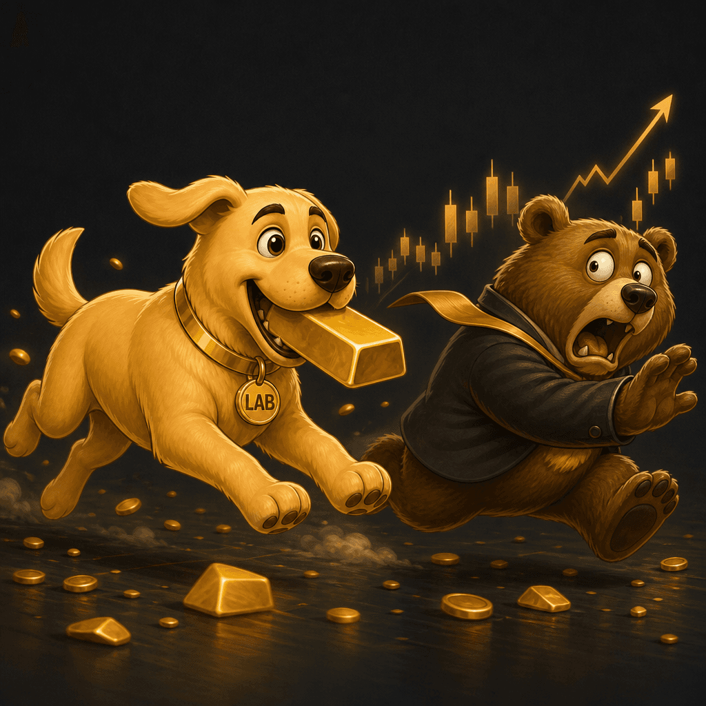 Bear Chase — Retrieving Gold ($LAB) Golden Retriever artwork