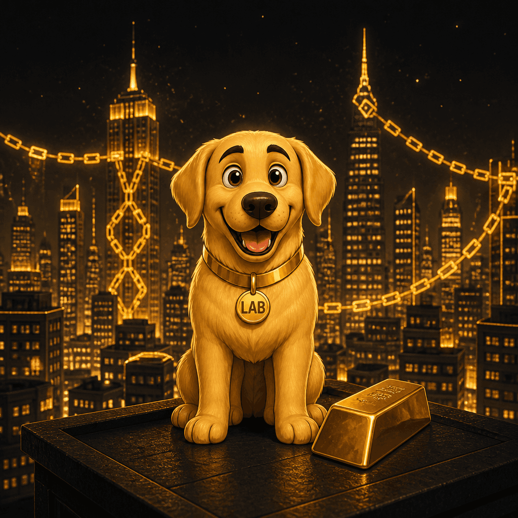 BNB City — Retrieving Gold ($LAB) Golden Retriever artwork