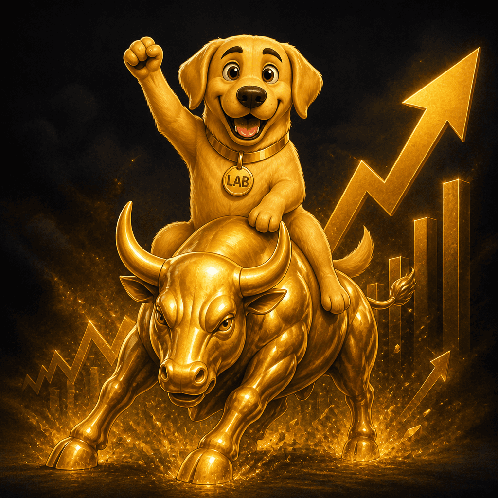 Bull Market — Retrieving Gold ($LAB) Golden Retriever artwork