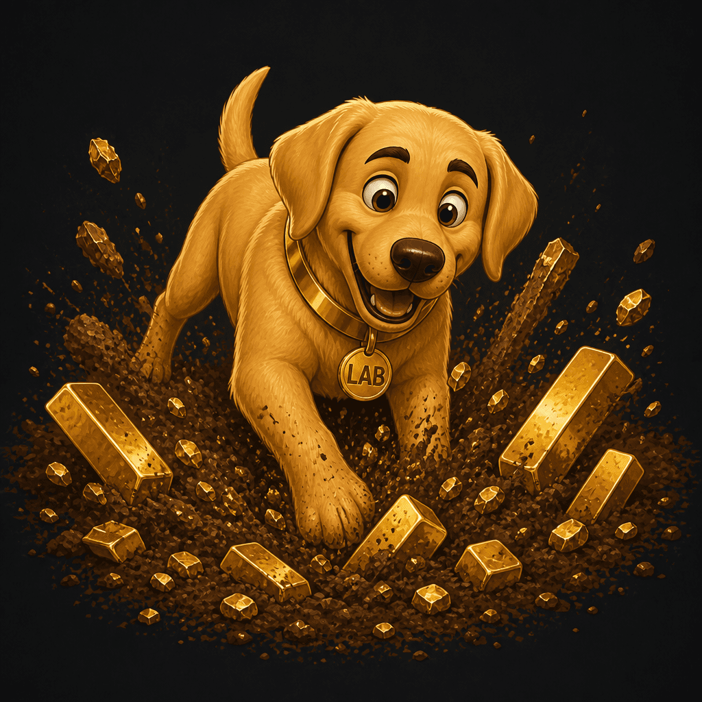 Gold Digger — Retrieving Gold ($LAB) Golden Retriever artwork