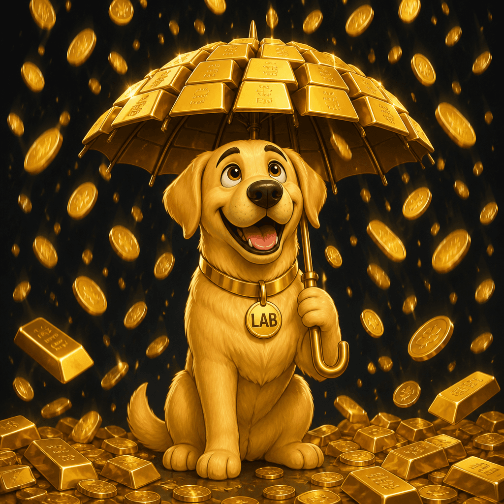 Gold Rain — Retrieving Gold ($LAB) Golden Retriever artwork