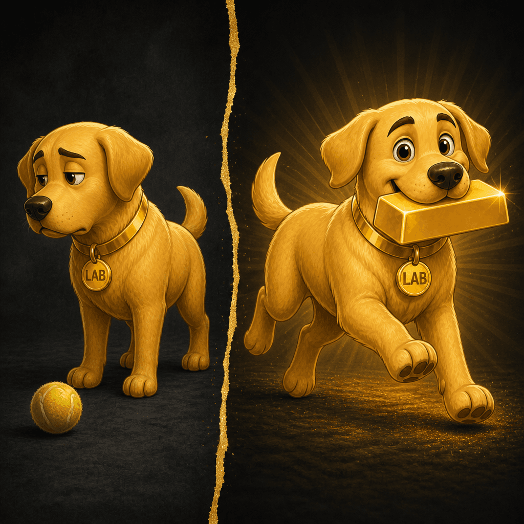 Golden Retriever — Retrieving Gold ($LAB) Golden Retriever artwork