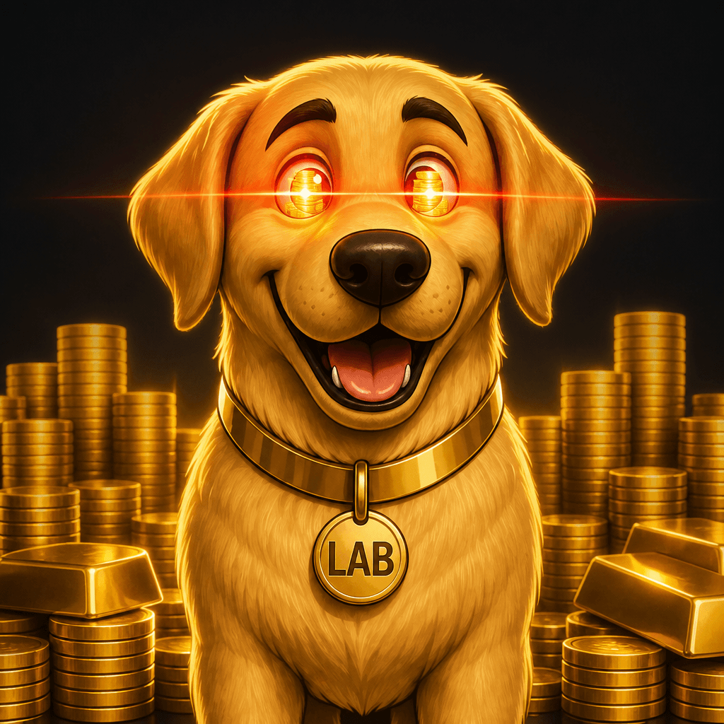 Laser Eyes — Retrieving Gold ($LAB) Golden Retriever artwork