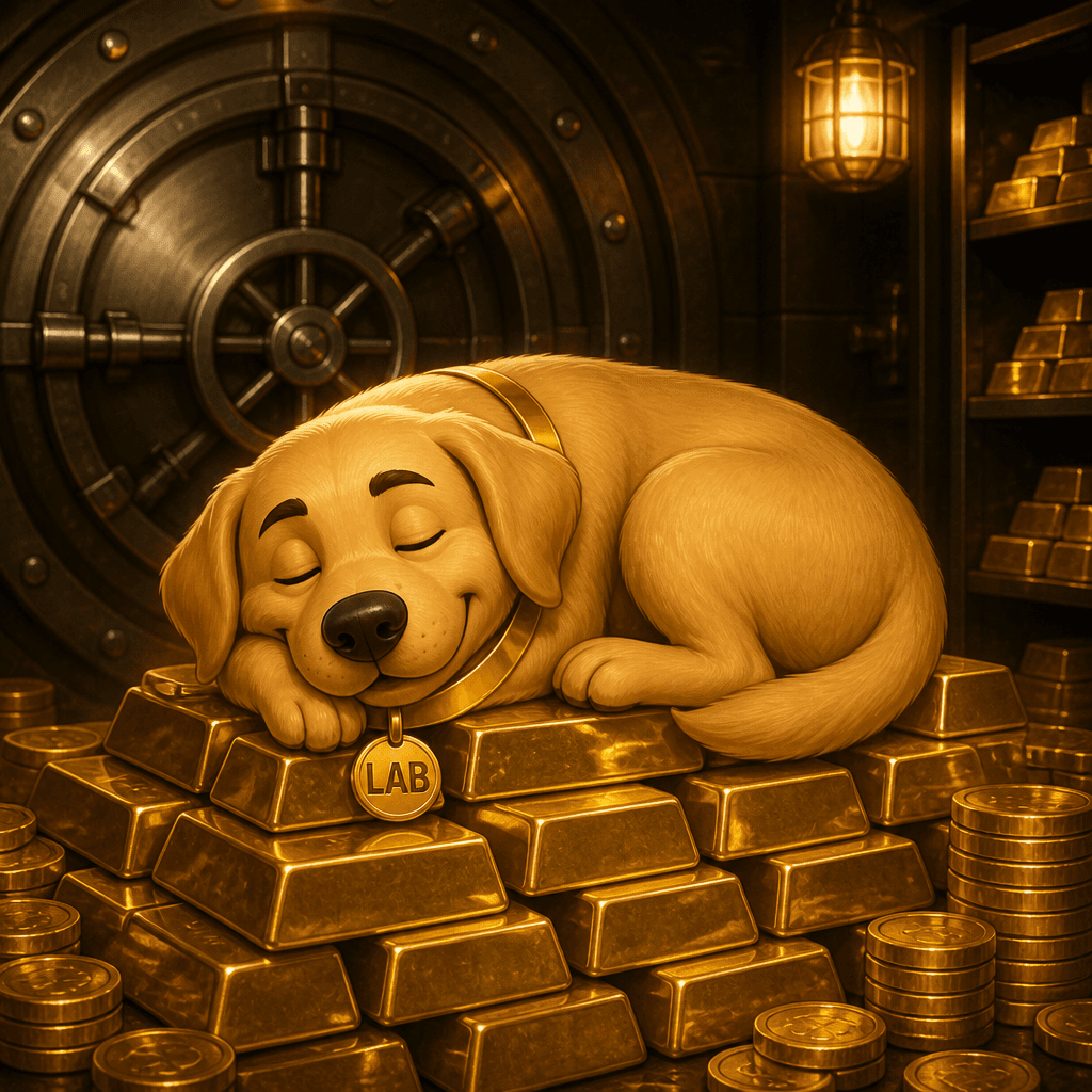 Sleeping on Gold — Retrieving Gold ($LAB) Golden Retriever artwork
