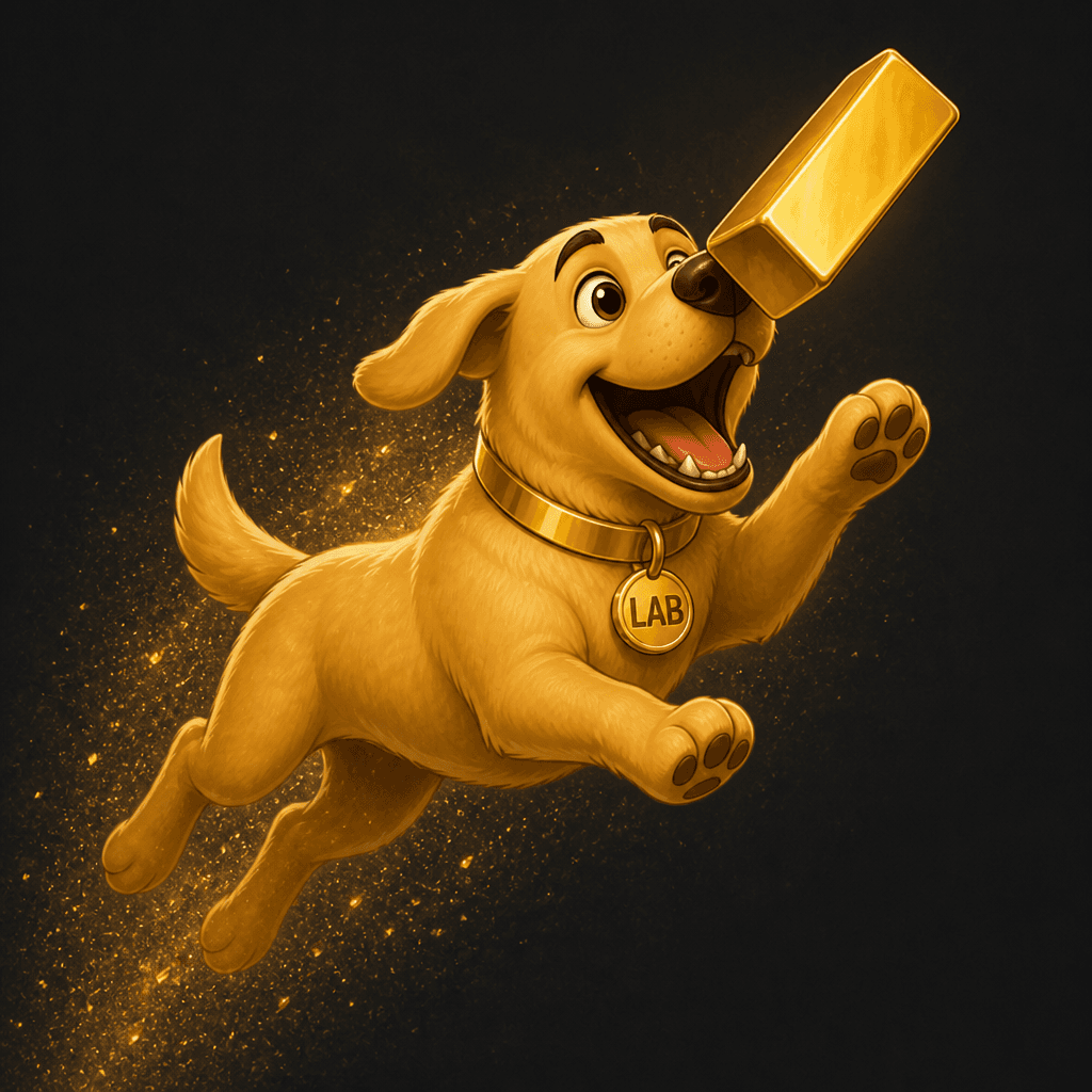 The Fetch — Retrieving Gold ($LAB) Golden Retriever artwork