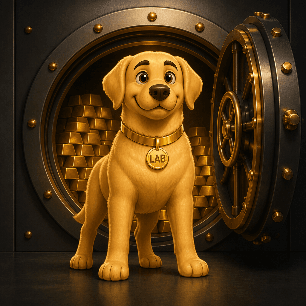 The Vault — Retrieving Gold ($LAB) Golden Retriever artwork