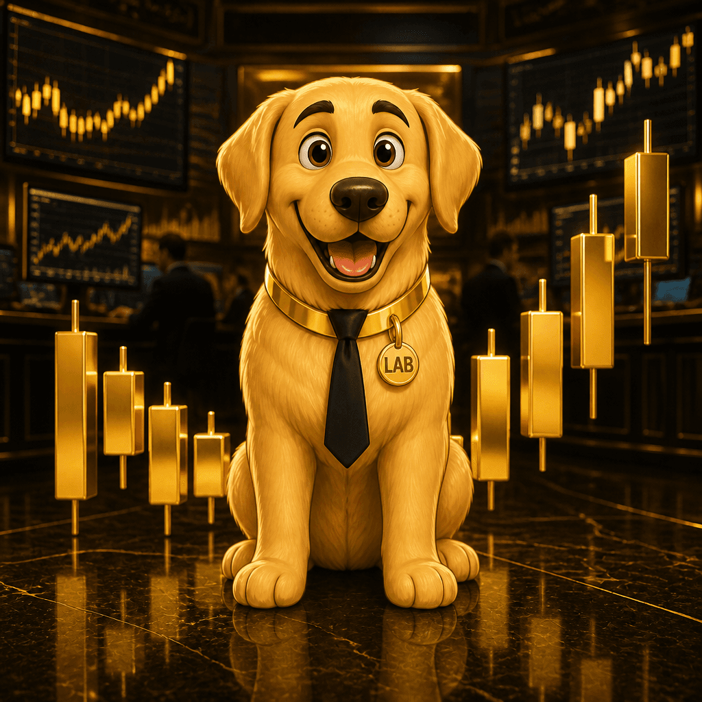 Wall Street Lab — Retrieving Gold ($LAB) Golden Retriever artwork
