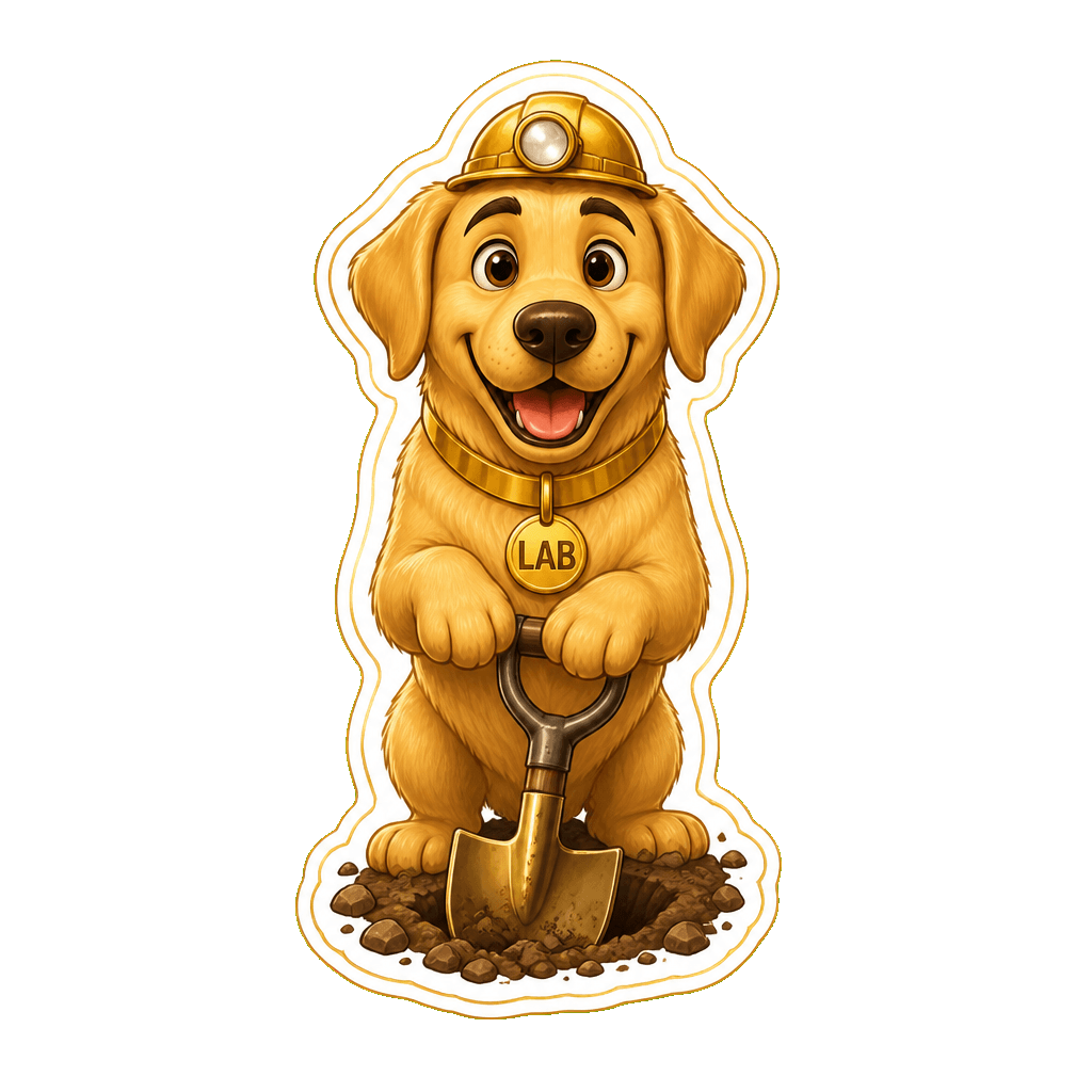 LAB IS WORKING sticker — Retrieving Gold